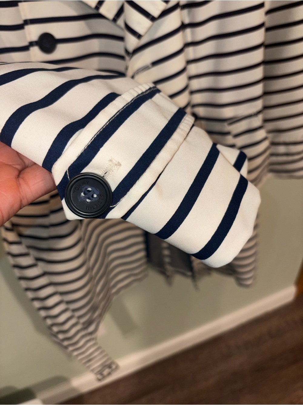 Tommy Hilfiger Striped Hooded Trench Coat - Picture 3 of 12